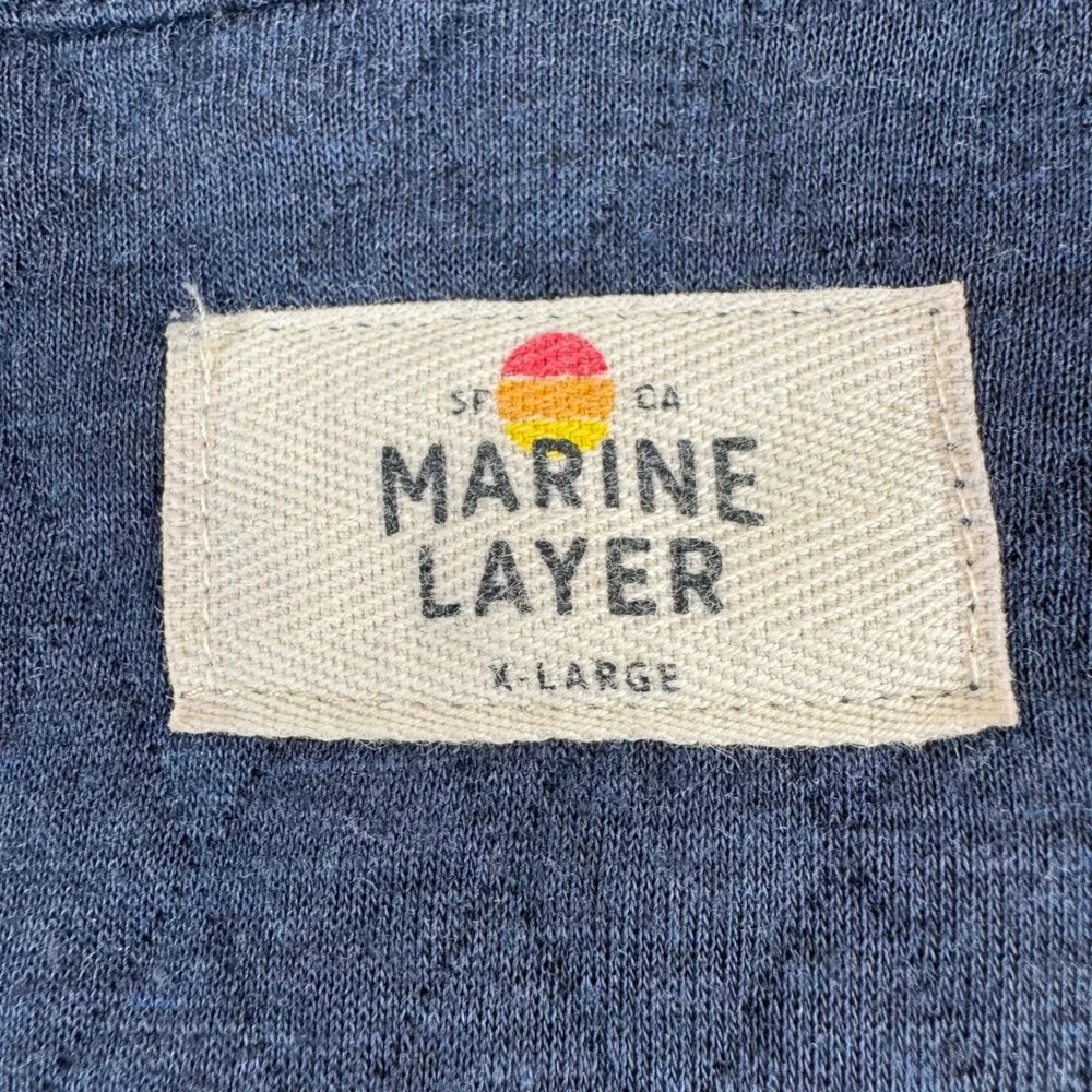 Marine Layer Quilted Quarter Zip Pullover Mens XL Blue Two-Tone Colorway